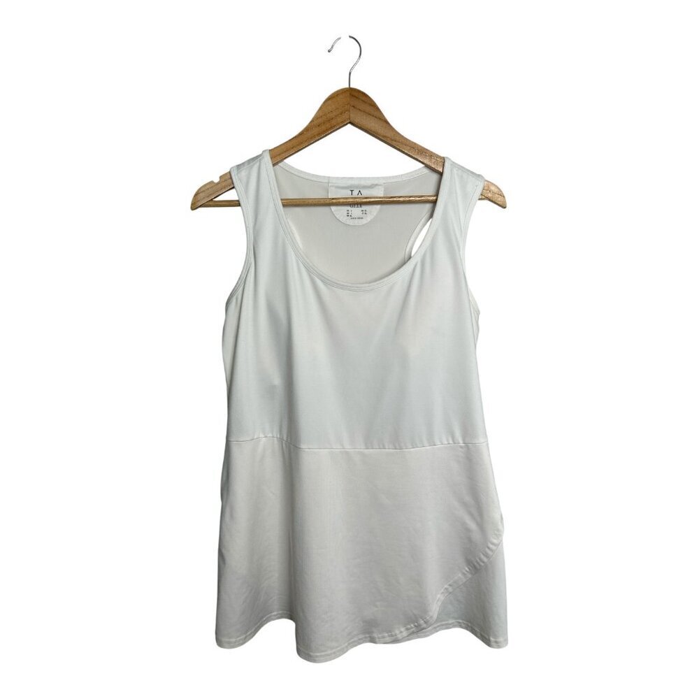 Tracy Anderson  for G.I.L.I Women's Peplum Racer Back Knit Tank Off White Size L